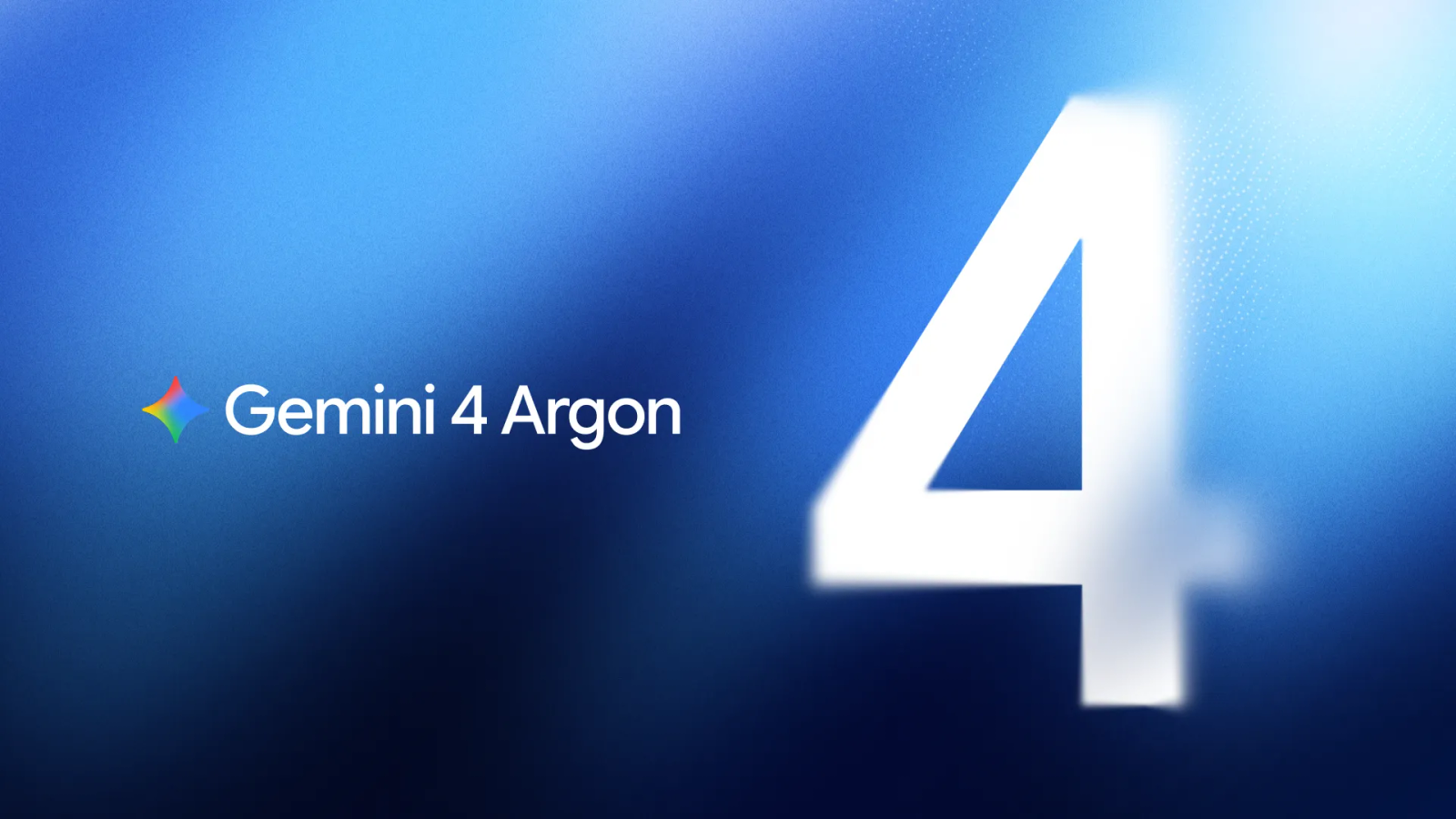 Google 官方发布主视觉：蓝色背景中的 Gemini 4 Argon 型号与数字四